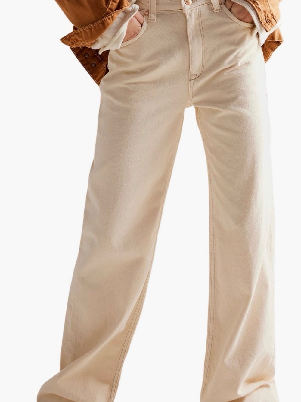 Free People Wide Leg Jeans in Cream